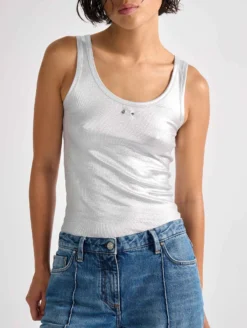 Débardeur En Jersey Côtelé Métallisé Argent -barbarabui Soldes Magasin barbara bui F1471JMMM 0180 additional