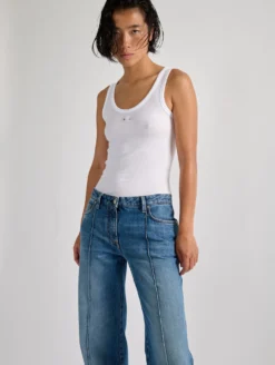 Débardeur En Jersey Côtelé Blanc