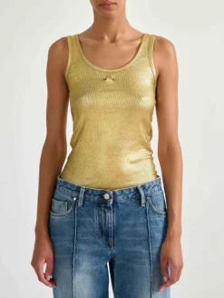 Débardeur En Jersey Côtelé Métallisé Gold -barbarabui Soldes Magasin barbara bui F1471JMM 1060 additional