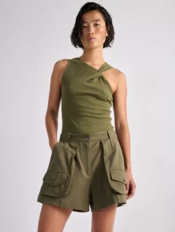 Débardeur Drapé Asymétrique En Jersey Côtelé Kaki -barbarabui Soldes Magasin barbara bui F1472JMM 47 image 3 acb4d5ae cd43 4117 a23c df88cf567838