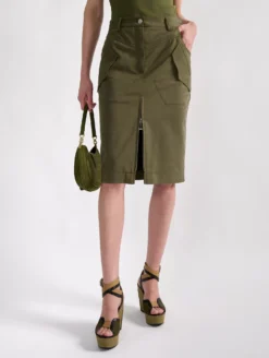 Jupe Crayon Zippée En Gabardine Stretch Kaki -barbarabui Soldes Magasin barbara bui F1504FEA 47 additional