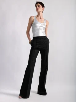 Pantalon Bootleg En Gabardine De Coton Stretch Noir