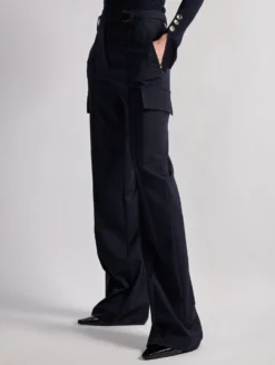 Pantalon Battle En Gabardine De Laine Stretch Navy