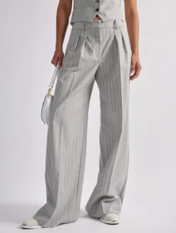 Pantalon Taille Basse à Rayure Tennis Gris