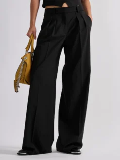 Pantalon Taille Basse En Toile De Laine Noir -barbarabui Soldes Magasin barbara bui F1632WTE 10 additional