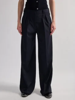 Pantalon à Plis En Gabardine De Laine Stretch Navy -barbarabui Soldes Magasin barbara bui F1634FEG 55 additional