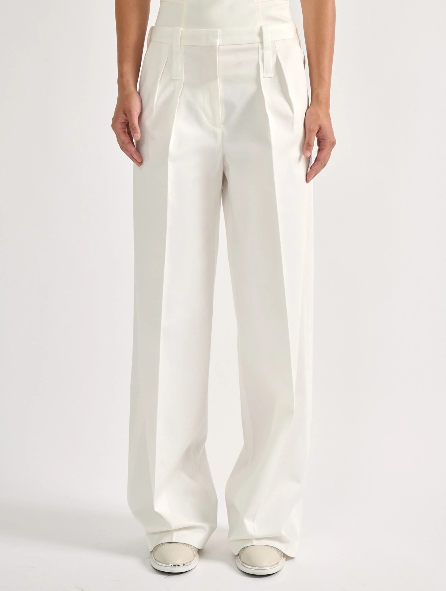 Pantalon Large En Gabardine De Coton Stretch Blanc 3 Pantalon Large En Gabardine De Coton Stretch Blanc – Image 3