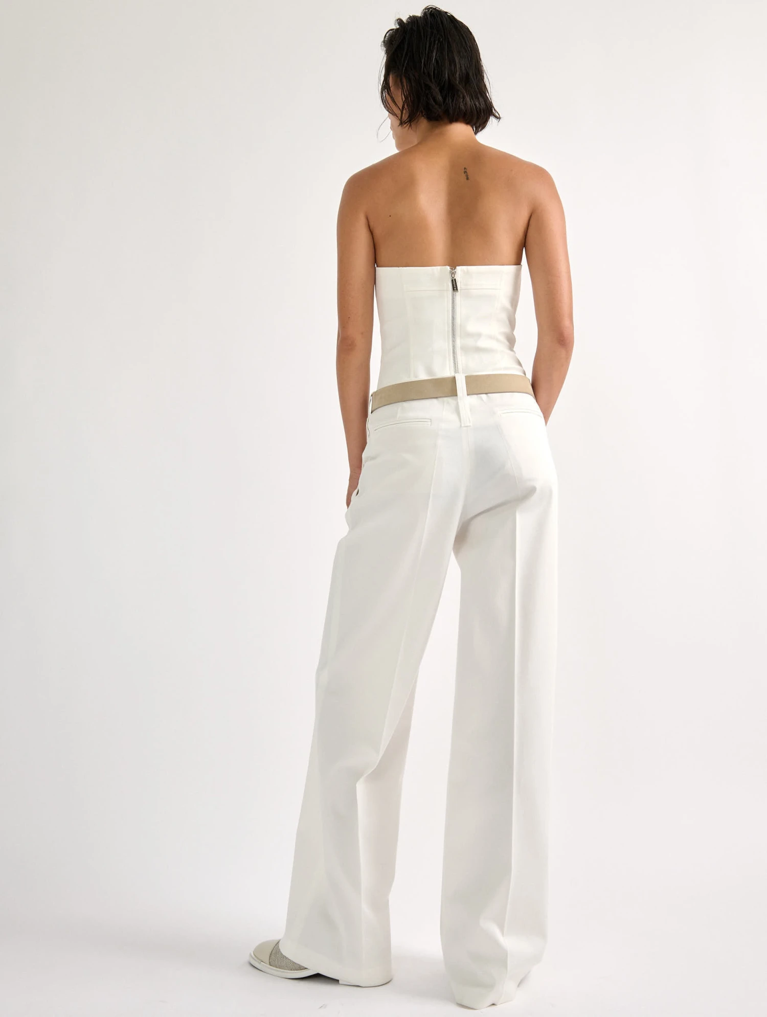 Pantalon Large En Gabardine De Coton Stretch Blanc 2 Pantalon Large En Gabardine De Coton Stretch Blanc – Image 2