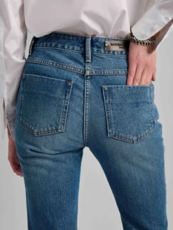 Jean 5 Poches Coupe Droite En Denim Bleu