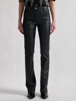 Jean 5 Poches Coupe Droite En Denim Résiné Noir -barbarabui Soldes Magasin barbara bui F1636FLB 10 additional RET