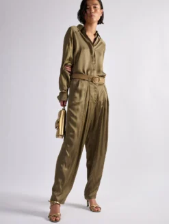 Pantalon à Plis En Satin De Viscose Léger Kaki -barbarabui Soldes Magasin barbara bui F1646FEK 37 image 4 8d210a2e b22b 4baa b555 035e2f1a7d39