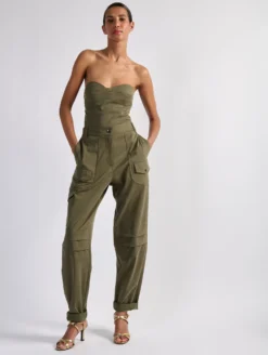 Pantalon Cargo En Gabardine Stretch Kaki