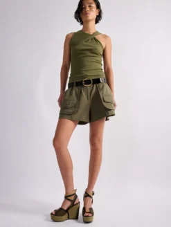 Short Cargo En Gabardine Stretch Kaki