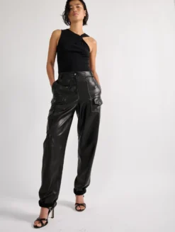 Pantalon Battle En Cuir Plongé Noir