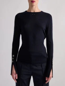 Pull à Poignets Boutonnés Marine -barbarabui Soldes Magasin barbara bui F4203XXA 55 additional