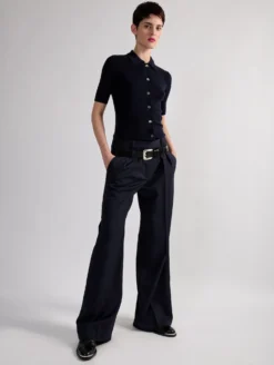 Pull Polo En Maille Marine