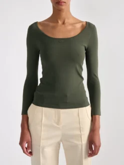 Pull Col Danseuse En Maille Seconde Peau Kaki -barbarabui Soldes Magasin barbara bui F4216EXP 47 additional