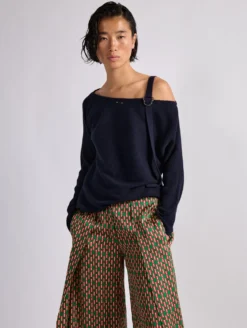 Pull Ă Col Bateau En Maille Marine