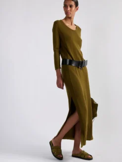 Robe En Maille Vert Olive