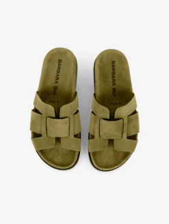 Mules Anatomiques En Daim Tilleul