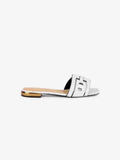 Mules En Cuir Verni Blanc