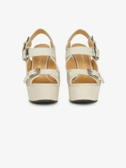 Sandales Compensées En Cuir Et Tissu Ivoire -barbarabui Soldes Magasin barbara bui F5227TLF 41 image 04