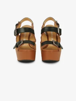 Sandales Compensées En Cuir Et Tissu Camel -barbarabui Soldes Magasin barbara bui F5227TSF 08 image 04