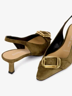 Decolletés Dos Ouvert En Daim Olive