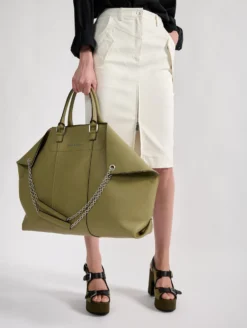 Sac "Big Chamallow" En Cuir Tilleul