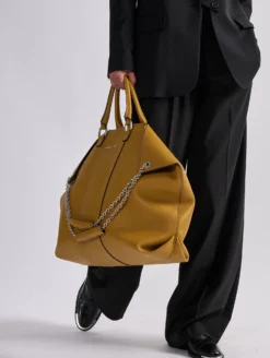 Sac "Big Chamallow" En Cuir Moutarde