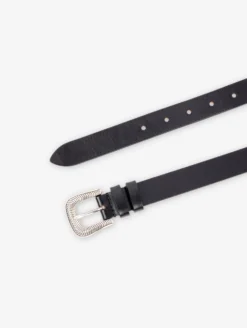 Ceinture Fine En Cuir Noir