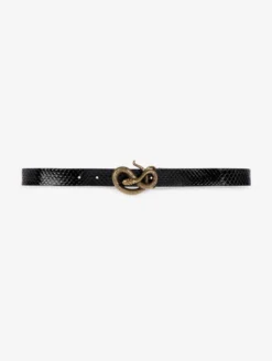 Ceinture Fine En Reptile Noir