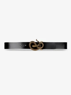 Ceinture Large En Cuir Noir