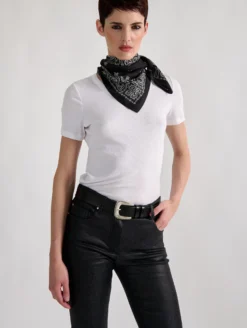 Carré En Twill De Soie à Imprimé Bandana Noir