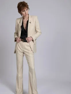 Veste à Rayures Tennis Crème Et Cuivre