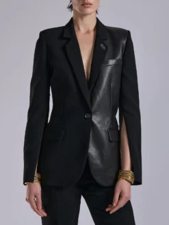 Veste à Manches Zippées En Crêpe Et Cuir Noire -barbarabui Soldes Magasin barbara bui G1202EEAC 1010 additional 60687cfe 1d37 4499 b6f5 0bf1b6d8cedf