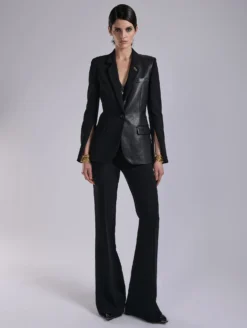 Veste à Manches Zippées En Crêpe Et Cuir Noire -barbarabui Soldes Magasin barbara bui G1202EEAC 1010 image 1 dbde17e4 6b67 4571 892b 9bb981294bba