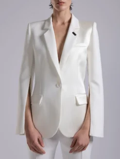 Veste à Manches Zippées En Crêpe Et Satin Ivoire -barbarabui Soldes Magasin barbara bui G1202EEA 1111 additional 7f964371 7b45 4e26 8c47 d5208874e091