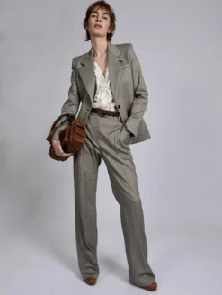 Veste Cintrée à Micro Chevrons Grise