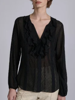 Blouse à Volants En Jacquard Plumetis Noire -barbarabui Soldes Magasin barbara bui G1426GCB 10 additional f016c956 d7da 4ae3 b26f 52ecc5edb3fb