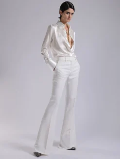 Pantalon Bootleg En Crêpe Ivoire