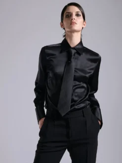 Cravate En Satin De Soie Noire