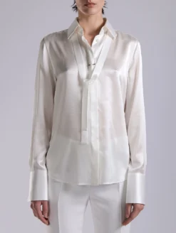 Chemise Lavallière En Satin De Soie Blanche -barbarabui Soldes Magasin barbarabui G1402HCA 11 additional f68866f4 d657 4426 a451 b18a926e017a