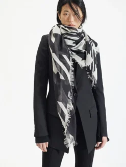 Foulard Imprimé "Check" Noir Et Blanc