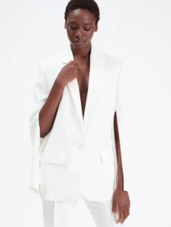 Veste De Costume En Crêpe Coupe Boyfriend